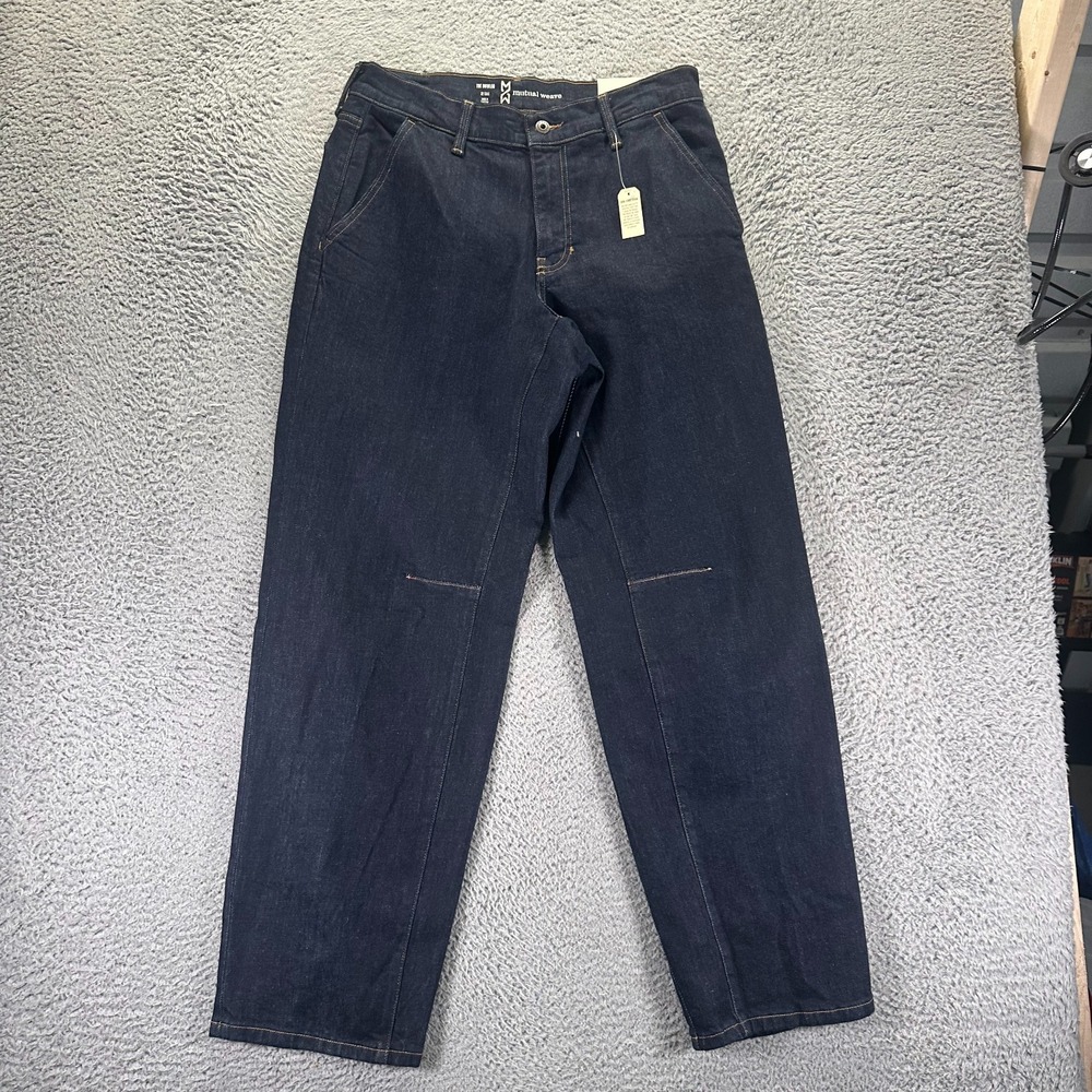 Mutual Weave Jeans Mens 38x33 Blue The Bowleg Baggy Tapered Stretch Dark Wash